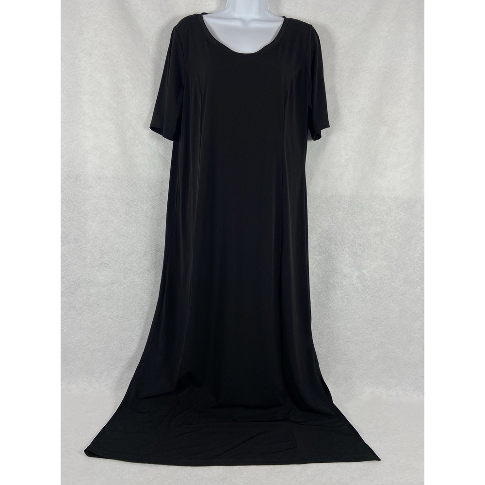 Chico's Maxi Dress‎ Women's 2 US 12 Black Short Sleeves Stretch Minimalist